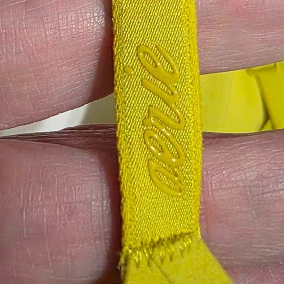 Aerie Smoothez Sheer Mesh V-Neck Triangle Bralette Yellow Small - Picture 8 of 11